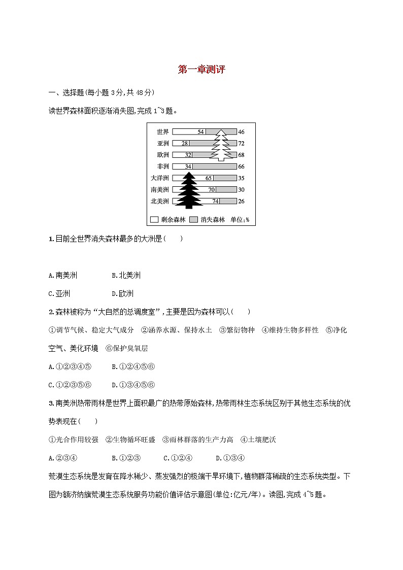 2022_2023学年新教材高中地理新人教版选择性必修3第一章自然环境与人类社会测评试题第1页