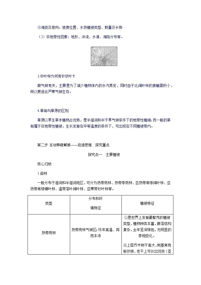 湘教版高中地理必修第一冊5.1主要植被與自然環(huán)境導(dǎo)學(xué)案第3頁
