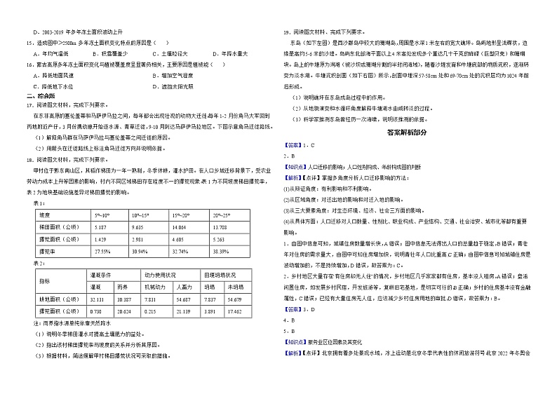 福建省漳州市2022届高考三模地理试卷解析版02