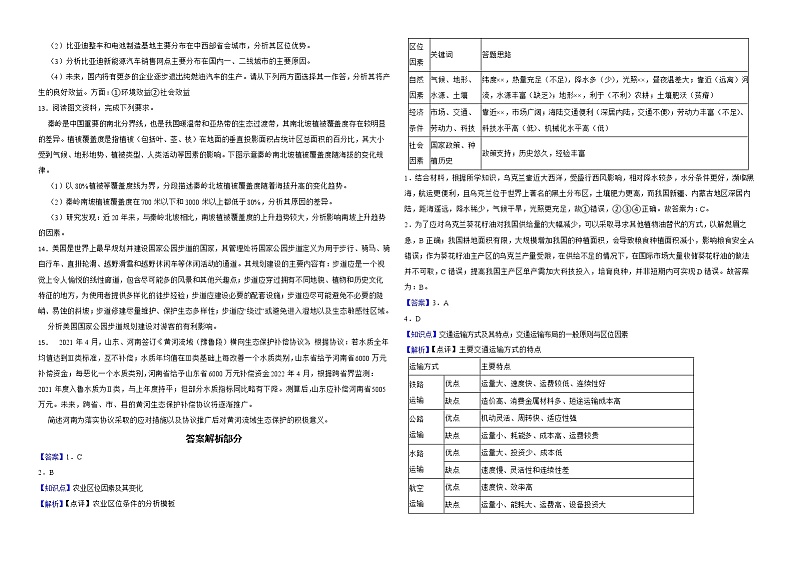 河南省洛阳市2022届高考三模文综地理试卷解析版02