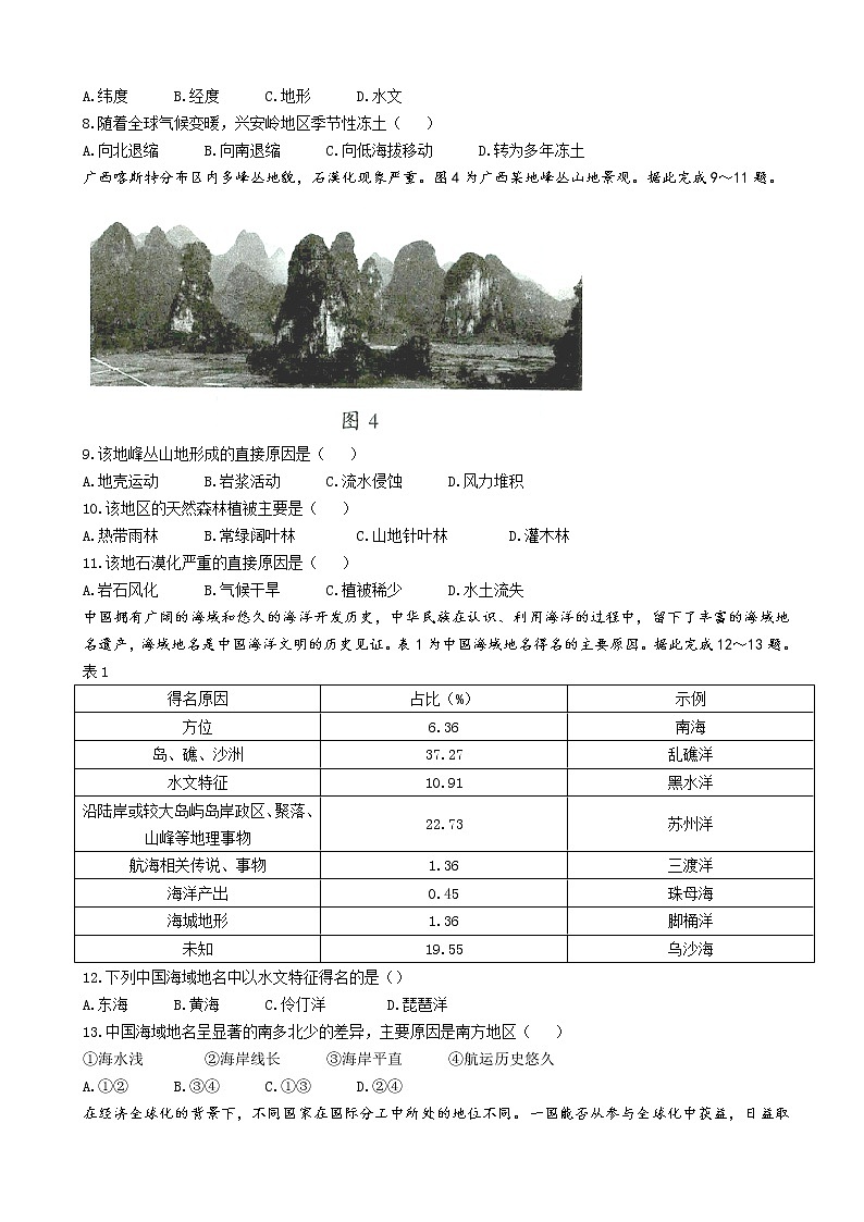 2023届安徽省合肥六中A10联盟高三上学期开学考试地理含解析第3页