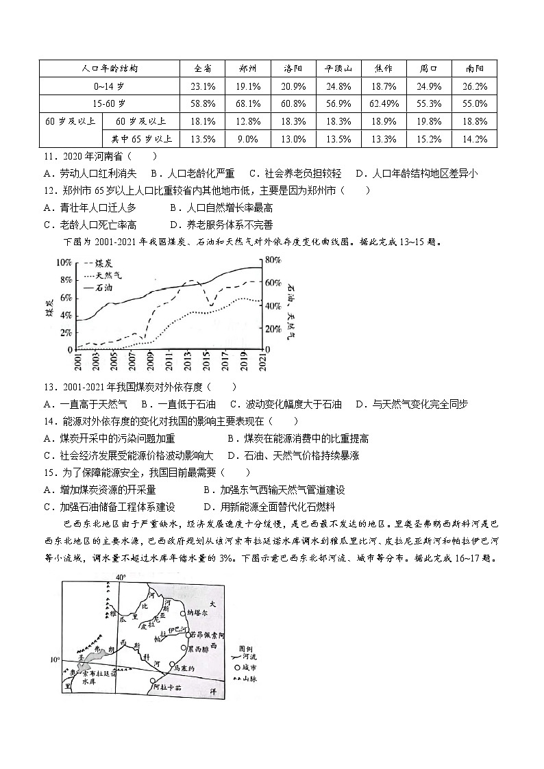 河南省焦作市2022-2023学年高三上学期定位考试地理试题(Word版含答案)第3页
