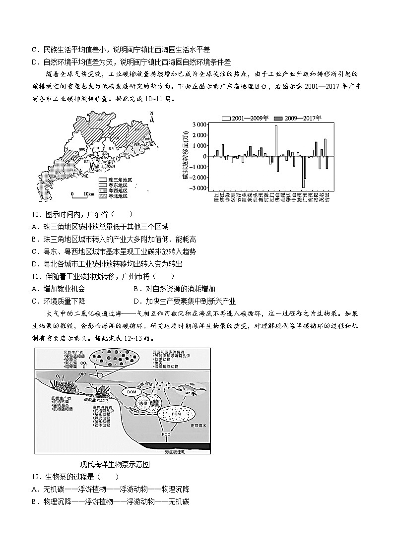山西省三重教育2022-2023学年高三上学期开学摸底考试地理试题(Word版含答案)第3页