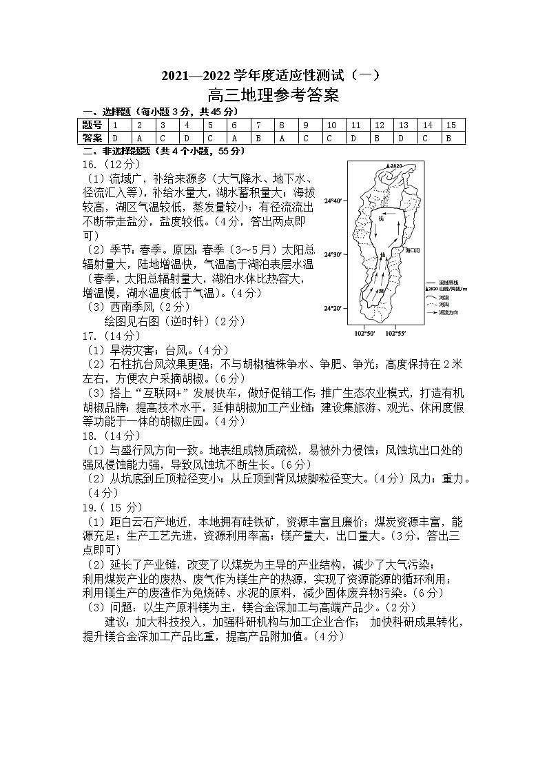 地理答案第1页