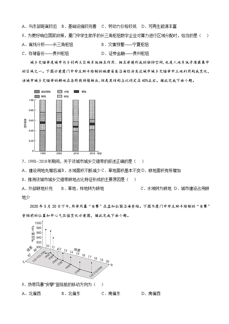2022届福建省福州第一中学高考考前最后一卷地理试题含答案第2页