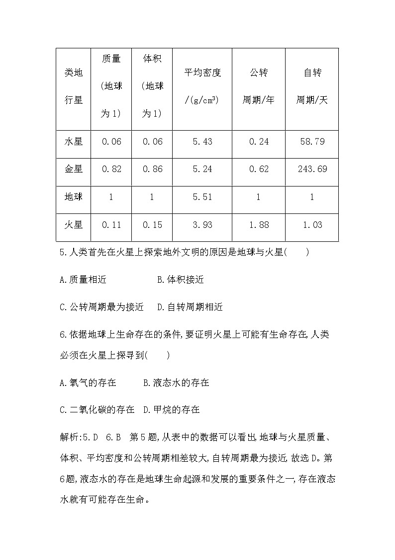 湘教版高中地理必修第一册阶段检测试题(一)(第一~二章)含答案03