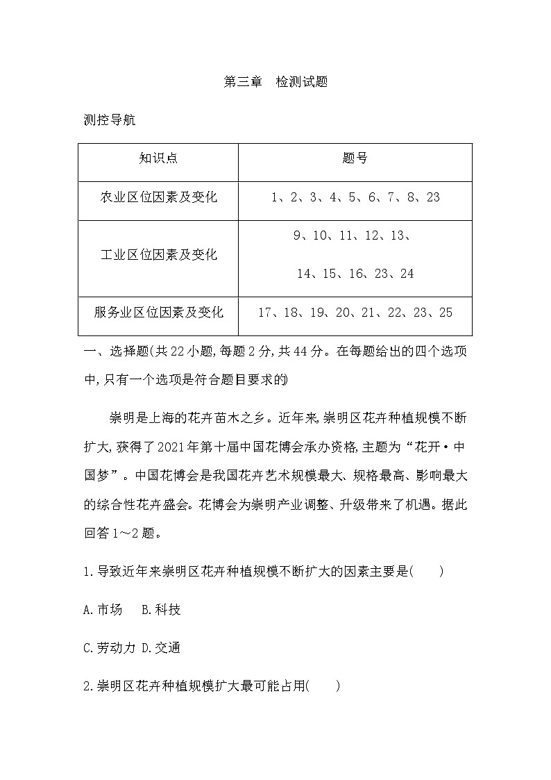 人教版高中地理必修第二册第三章产业区位因素课后训练+导学案+教学课件+检测试题01
