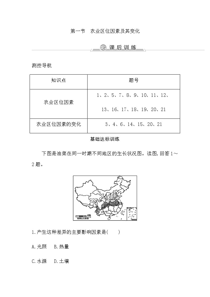 人教版高中地理必修第二册第三章产业区位因素课后训练+导学案+教学课件+检测试题01