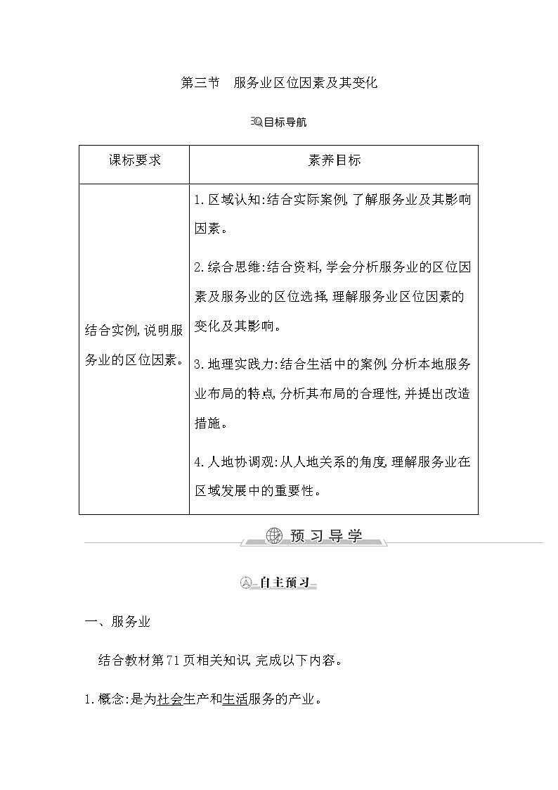 人教版高中地理必修第二册第三章产业区位因素课后训练+导学案+教学课件+检测试题01
