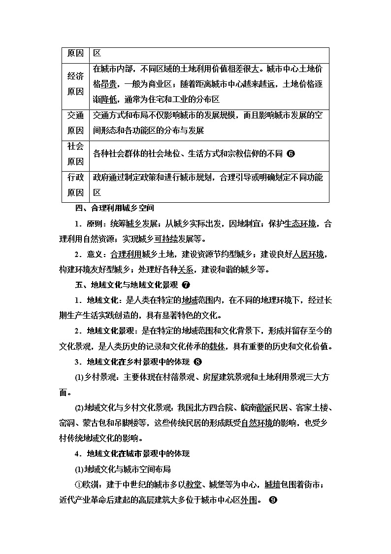 中图版高考地理一轮总复习第10章第1节乡村和城镇内部的空间结构地域文化与城乡景观学案第3页