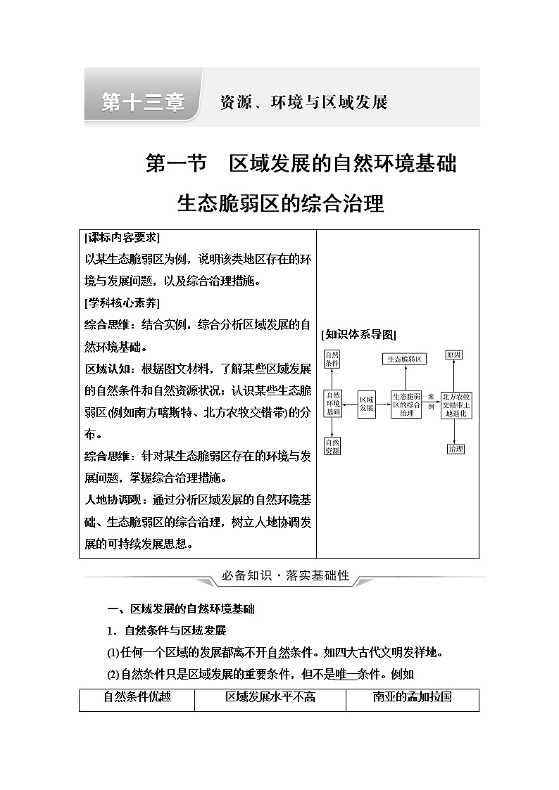 人教版高考地理一轮总复习第13章第1节区域发展的自然环境基础生态脆弱区的综合治理学案第1页