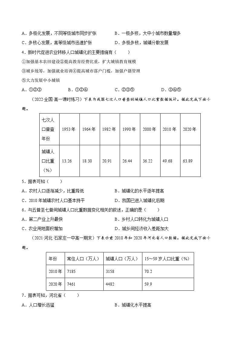 2.3 城镇化进程及其影响(课时作业)-高一地理同步备课系列(湘教版2019必修第二册)02