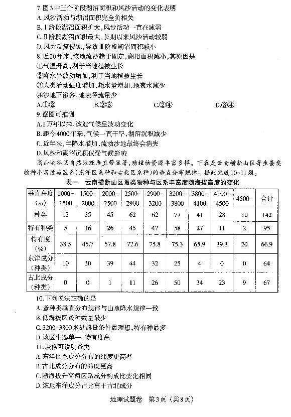 2021届辽宁省朝阳市高三普通高等学校招生全国统一模拟(一模)地理试题(扫描版)第3页