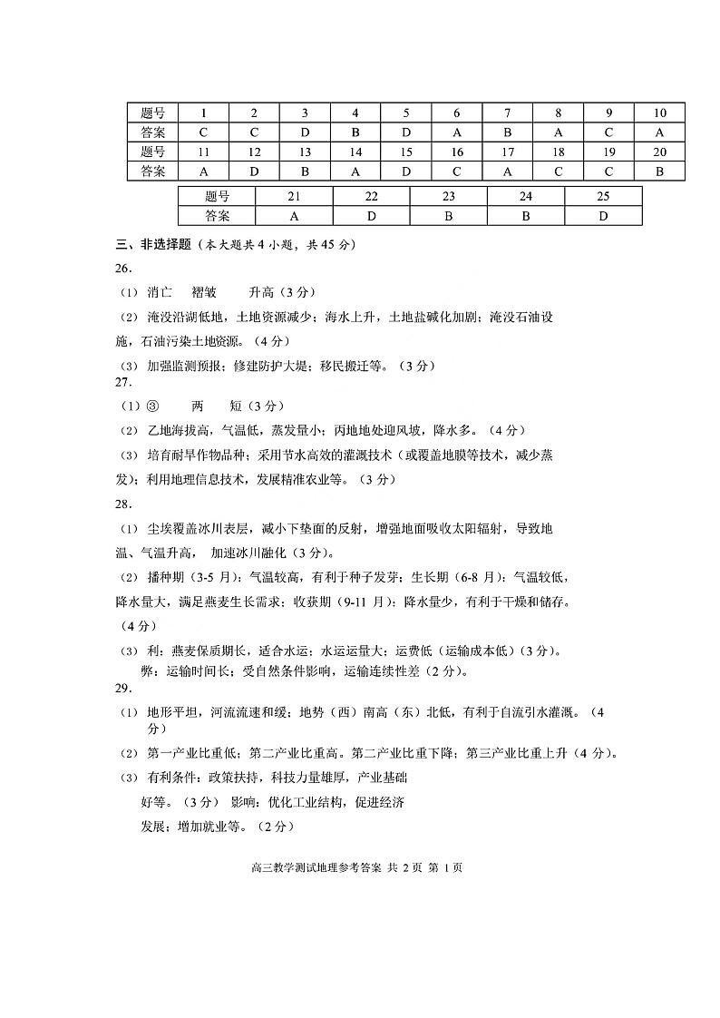 2020.9嘉兴-地理答案第1页