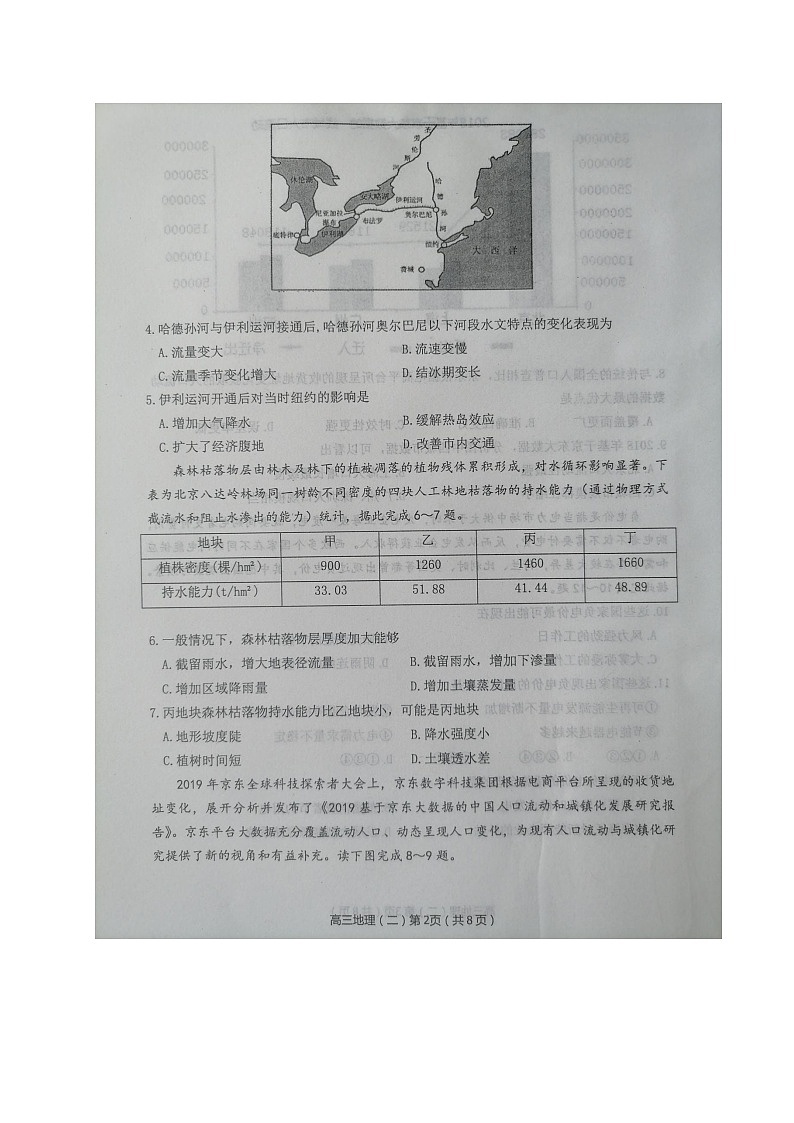 2020烟台高三高考适应性练习(二)地理试题图片版扫描版含答案02