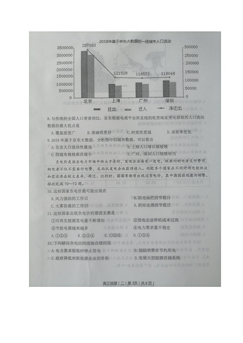 2020烟台高三高考适应性练习(二)地理试题图片版扫描版含答案03