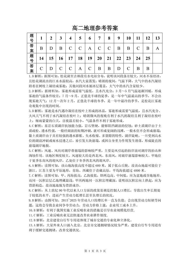 2021安康高二下学期期中考试地理试题图片版含答案01