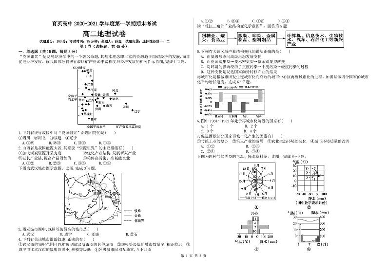 2021朝阳育英高考补习学校高二上学期期末考试地理试题(可编辑)PDF版含答案01