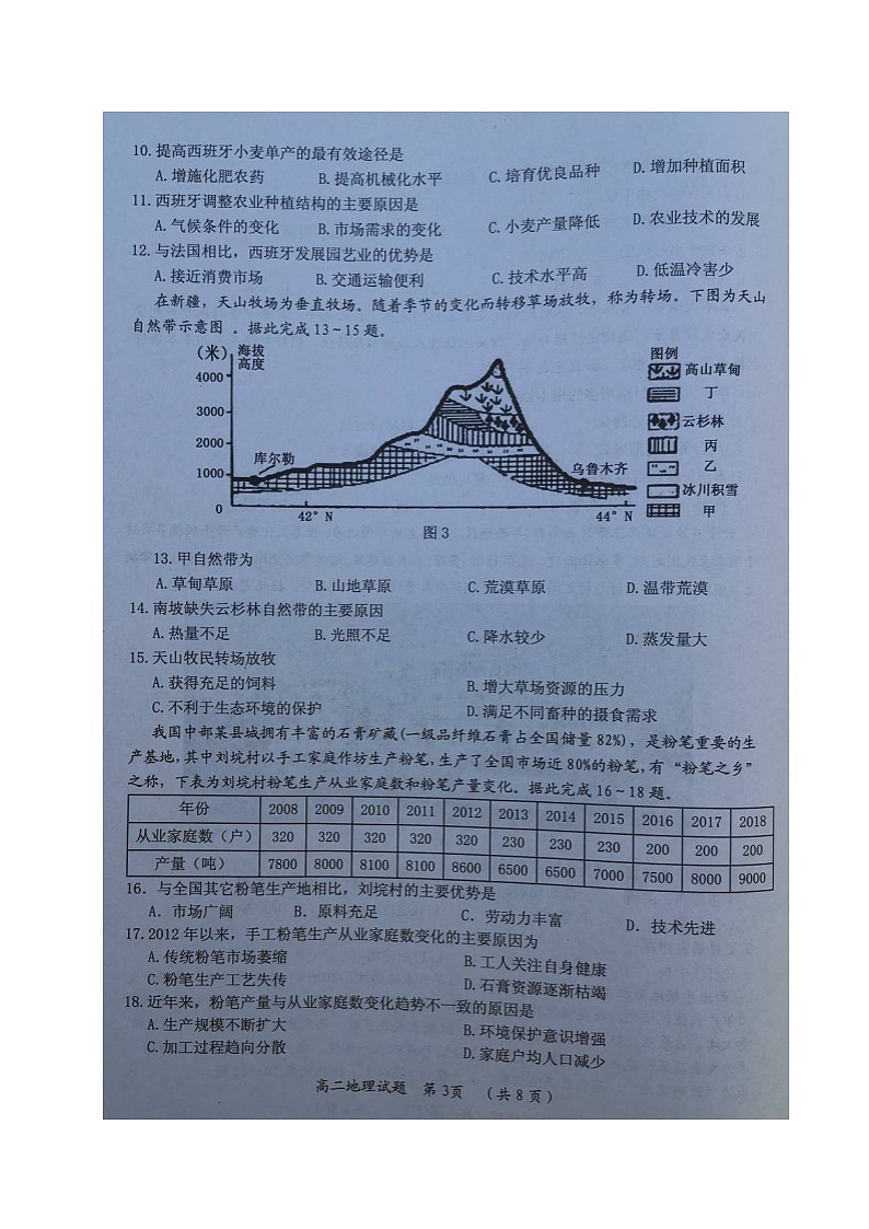 2020三明高二下学期期末考试地理试题扫描版含答案03