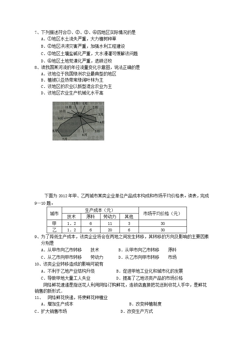 2020普洱景东彝族自治县一中高二下学期期中考文综地理试题含答案第3页