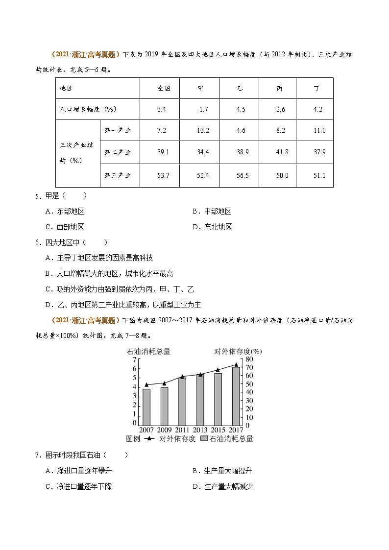 【2018-2022高考真题】高考地理五年真题汇编——专题18《中国地理》(原卷版)(全国卷地区通用)第3页