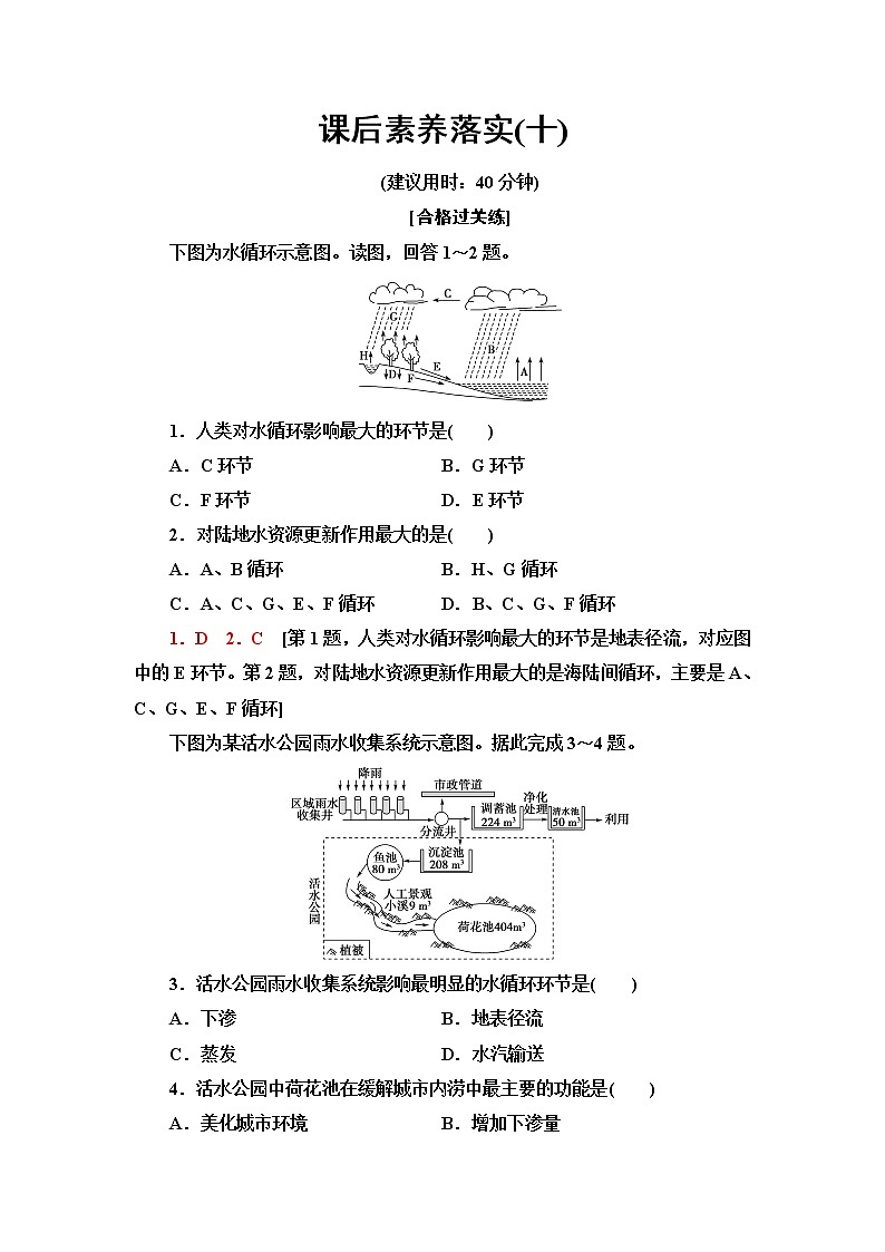 中图版高中地理必修第一册第2章第4节水循环过程及地理意义课件+学案+练习含答案01