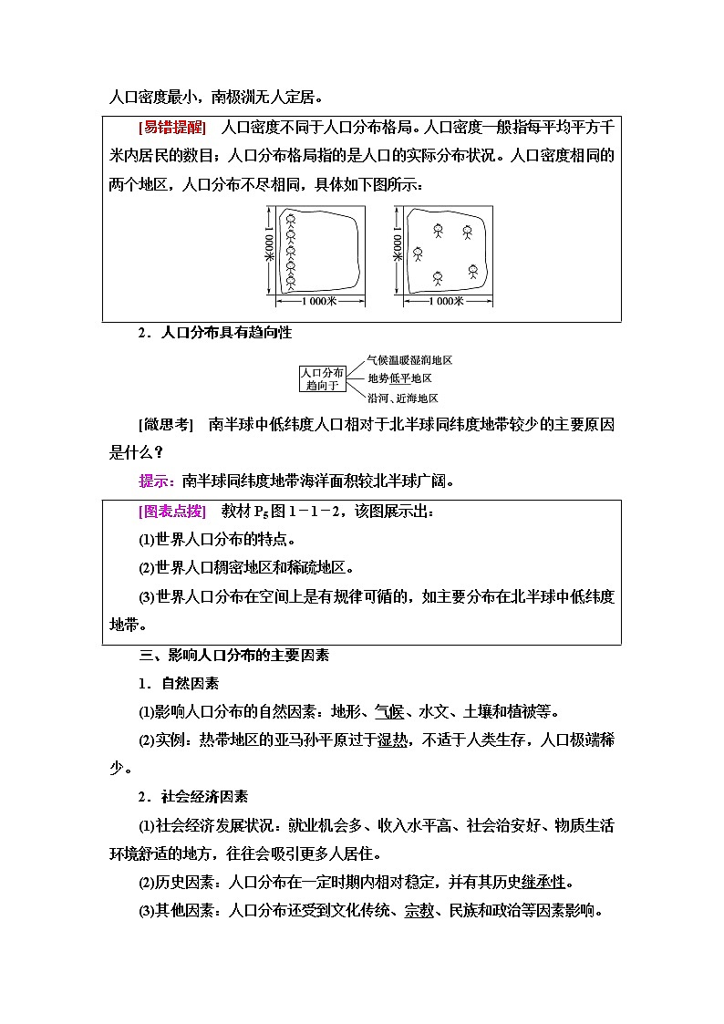 中图版高中地理必修第二册第1章第1节人口分布的特点及影响因素课件+学案+练习含答案02