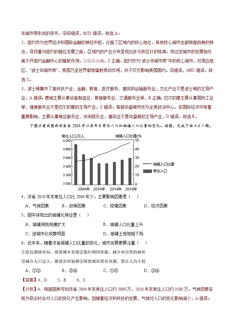 2.3 城镇化【核心练习】-高一地理下学期同步课堂精讲练(鲁教版2019必修第二册)02