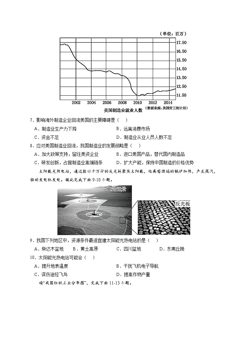3.2 工業(yè)的區(qū)位選擇【核心練習(xí)】-高一地理下學(xué)期同步課堂精講練（魯教版2019必修第二冊）（原卷版）第2頁