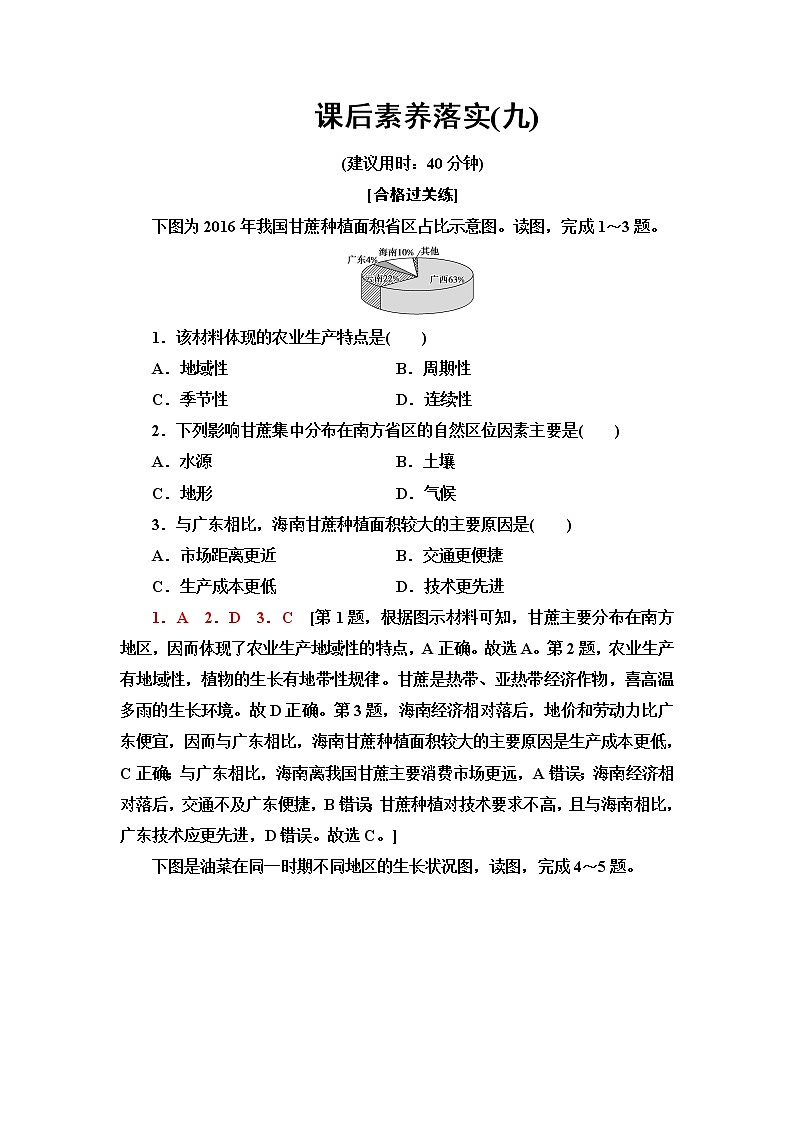 鲁教版高中地理必修第二册第3单元第1节农业的区位选择课件+学案+练习含答案01