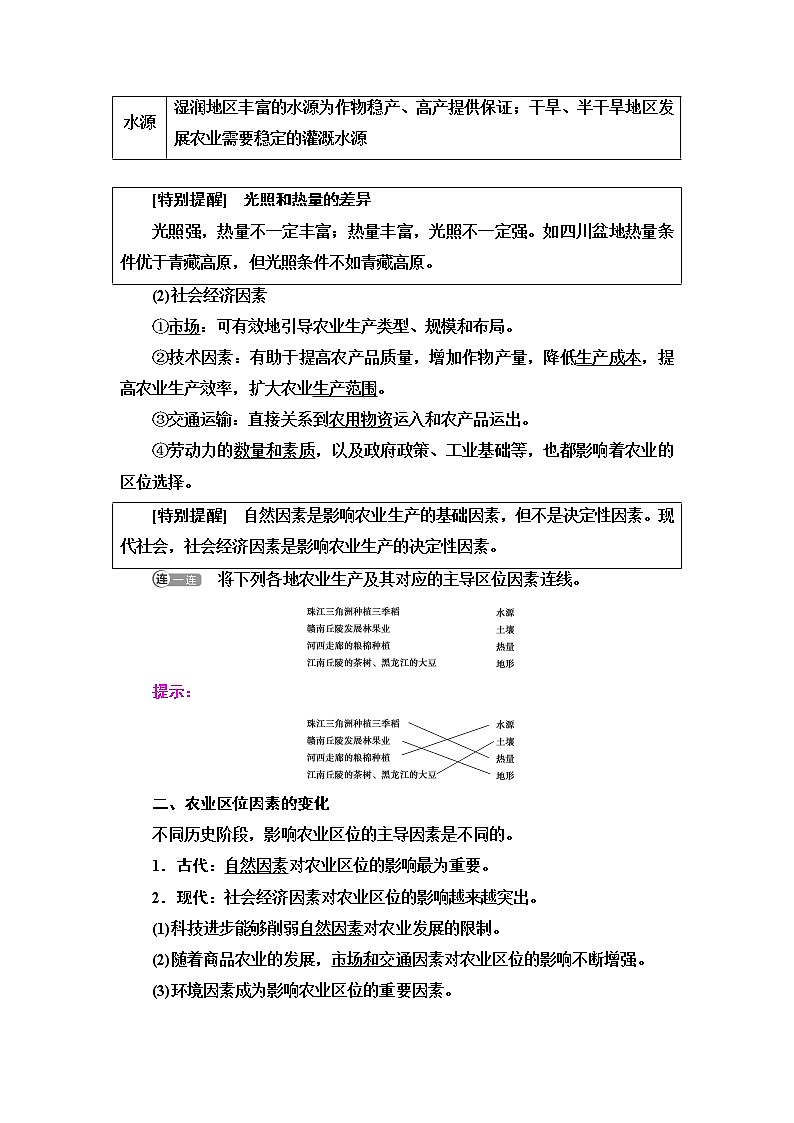鲁教版高中地理必修第二册第3单元第1节农业的区位选择课件+学案+练习含答案02