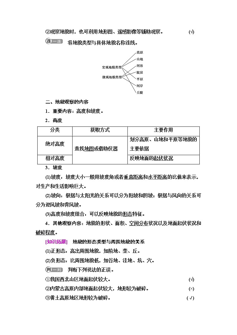 人教版高中地理必修第一册第4章第2节地貌的观察学案第2页