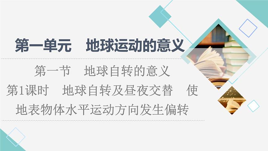 魯教版高中地理選擇性必修1第1單元第1節(jié)第1課時地球自轉(zhuǎn)及晝夜交替使地表物體水平運動方向發(fā)生偏轉(zhuǎn)課件第1頁