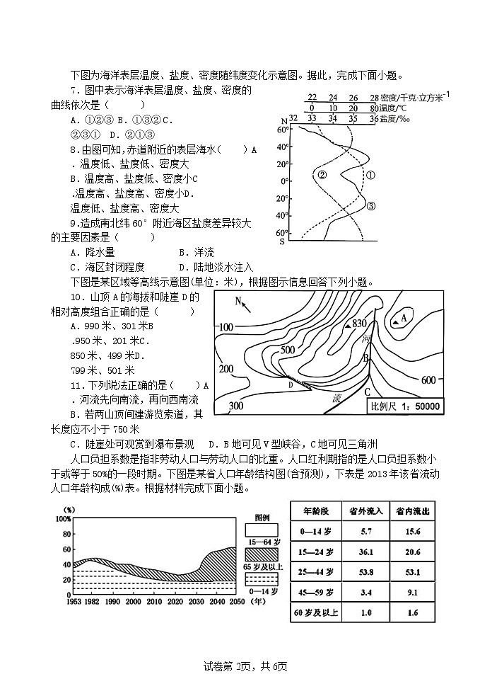 江苏省淮安市高中校协作体2023届高三上学期期中地理试题第2页