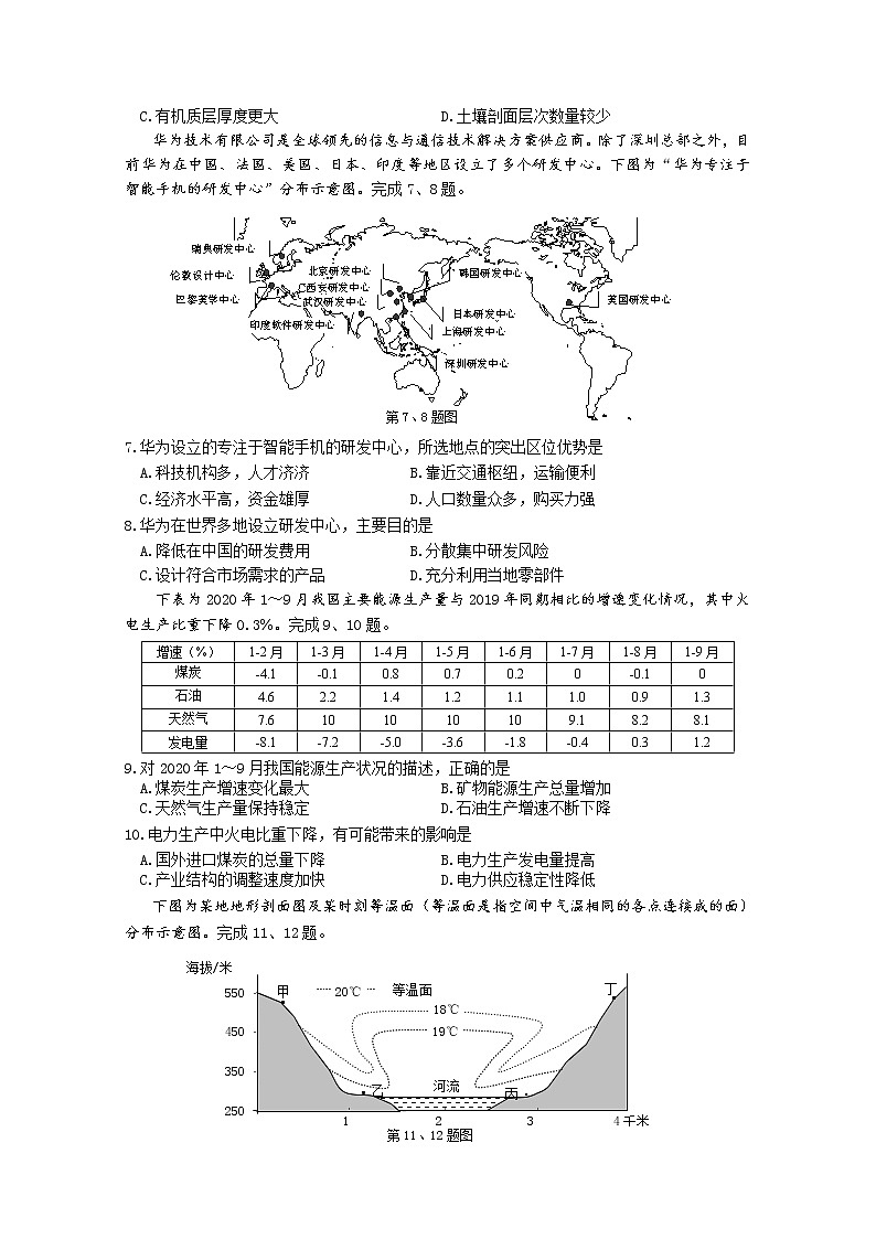 浙江省宁波市2023届高三地理上学期选考模拟试题(Word版附答案)02