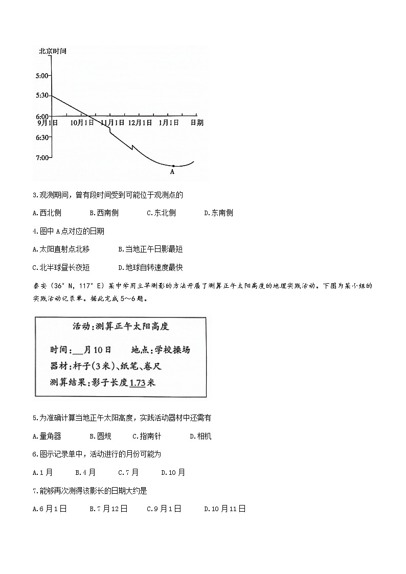 山东省泰安市2022-2023学年高二上学期期中地理试题(含答案)第2页