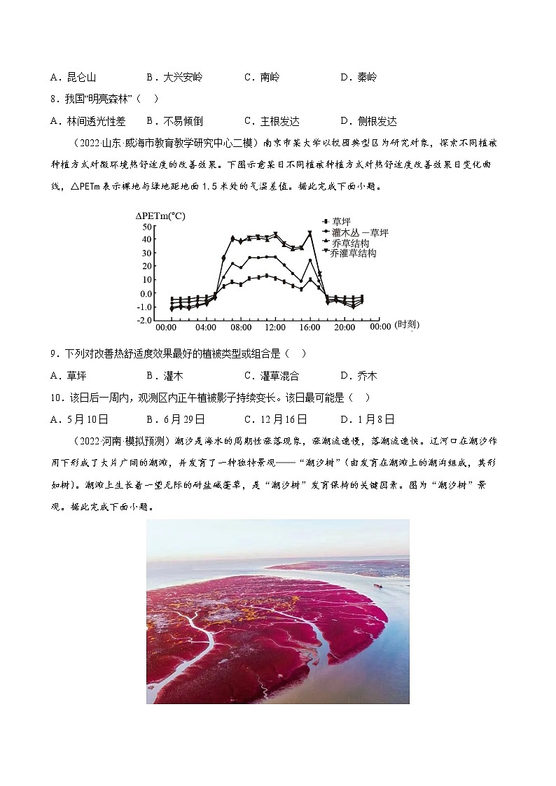 【备战2023高考】地理考点全复习——18《植被》精选题(含解析)(新教材新高考)03