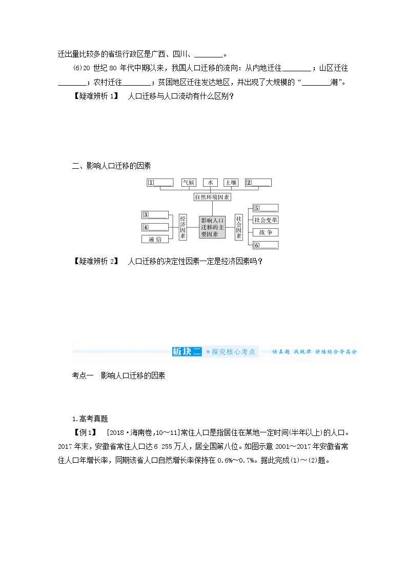 统考版2022届高考地理一轮复习第18讲人口的空间变化课件+学案03