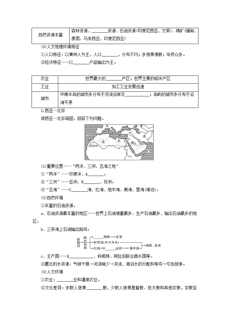 统考版2022届高考地理一轮复习第39讲世界重要地区学案第3页