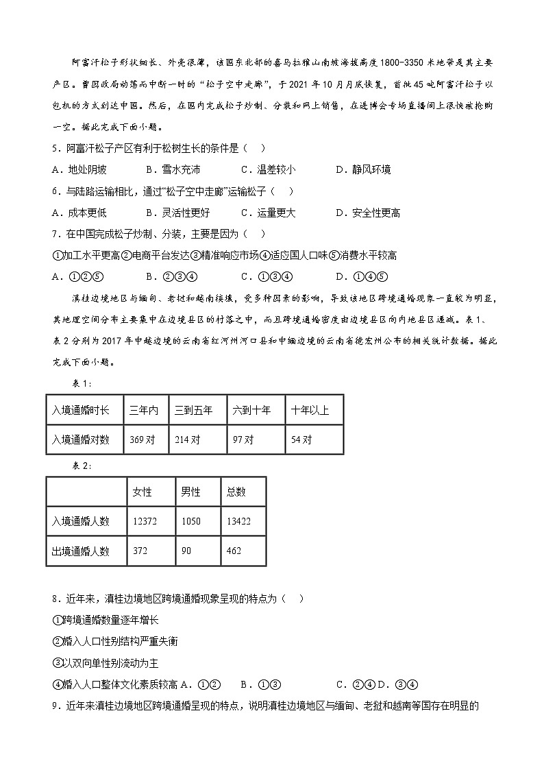 2022届福建师范大学附属中学高三模拟考(考前最后一卷)地理试题含解析第2页