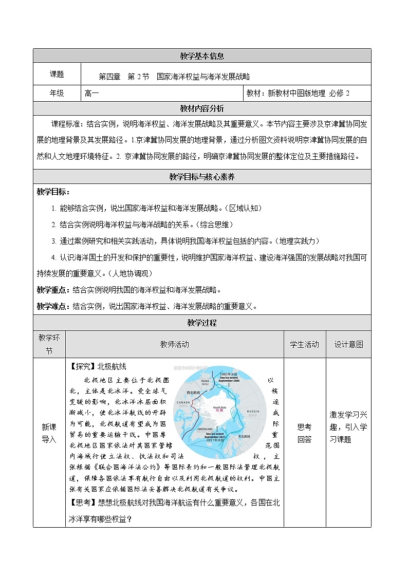 4.2 国家海洋权益与海洋发展战略-2020-2021学年高一地理同步备课教案(新教材中图版必修第二册)01