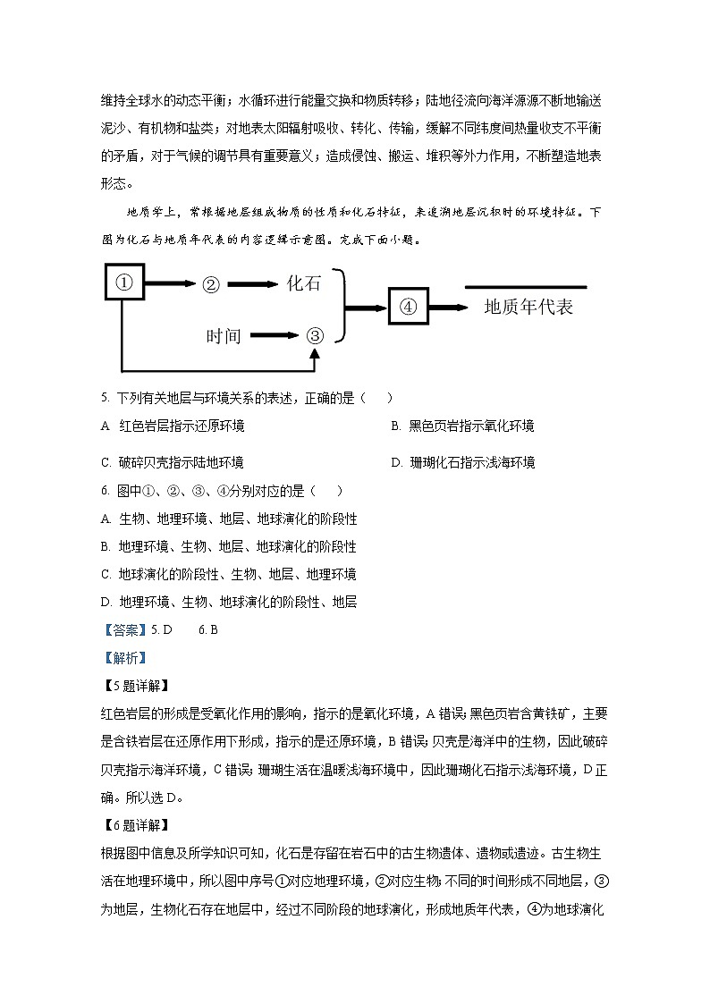 浙江省台州市2021-2022学年高一地理上学期期末试题(Word版附解析)第3页