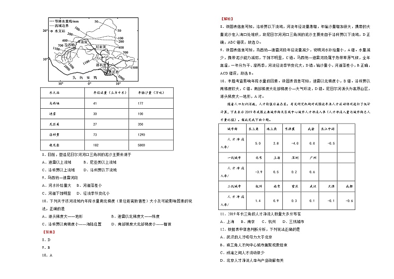 新高中地理高考 (新高考)2021届高考考前冲刺卷 地理(一)教师版第3页