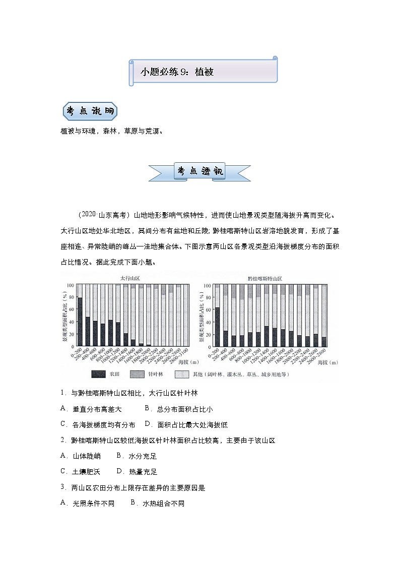 新高中地理高考 (新高考)2021届小题必练9 植被 学生版第1页