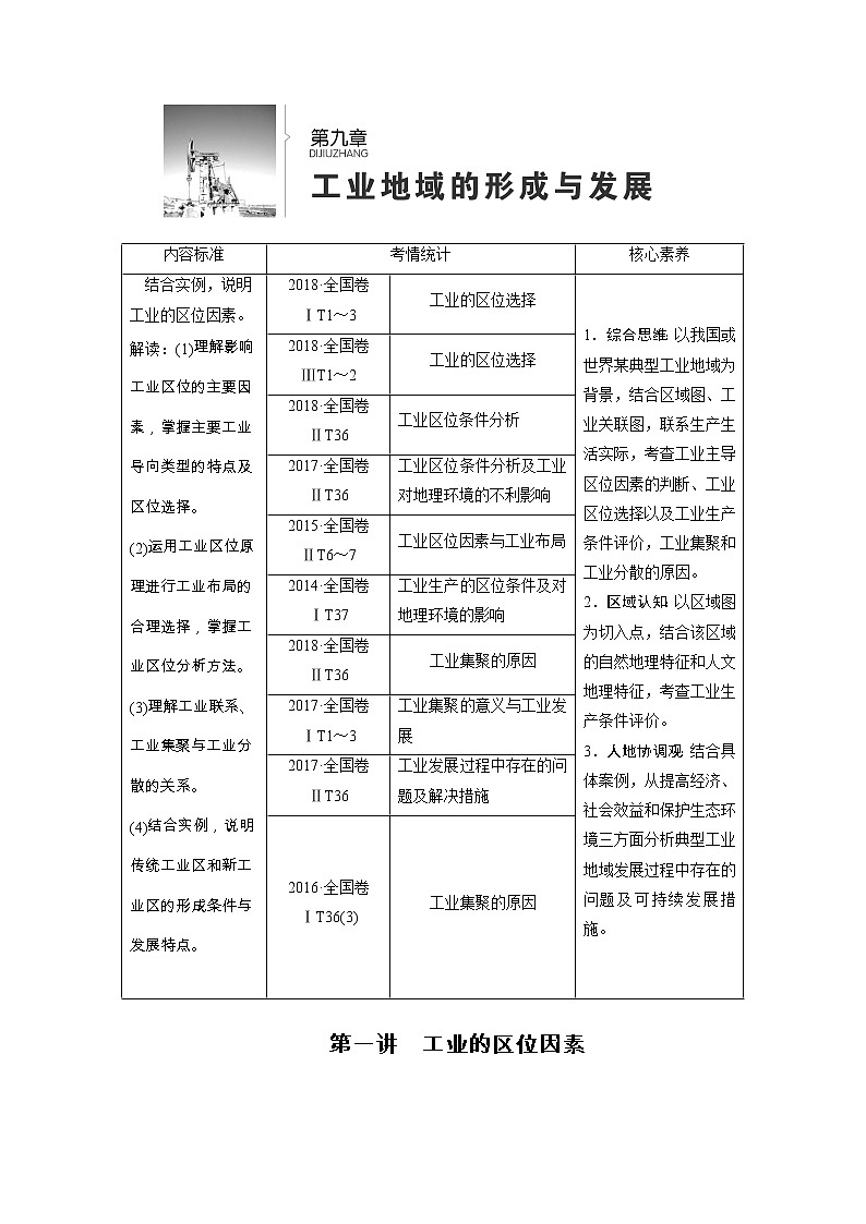 新高中地理高考第9章 第1讲 工业的区位因素 学案第1页