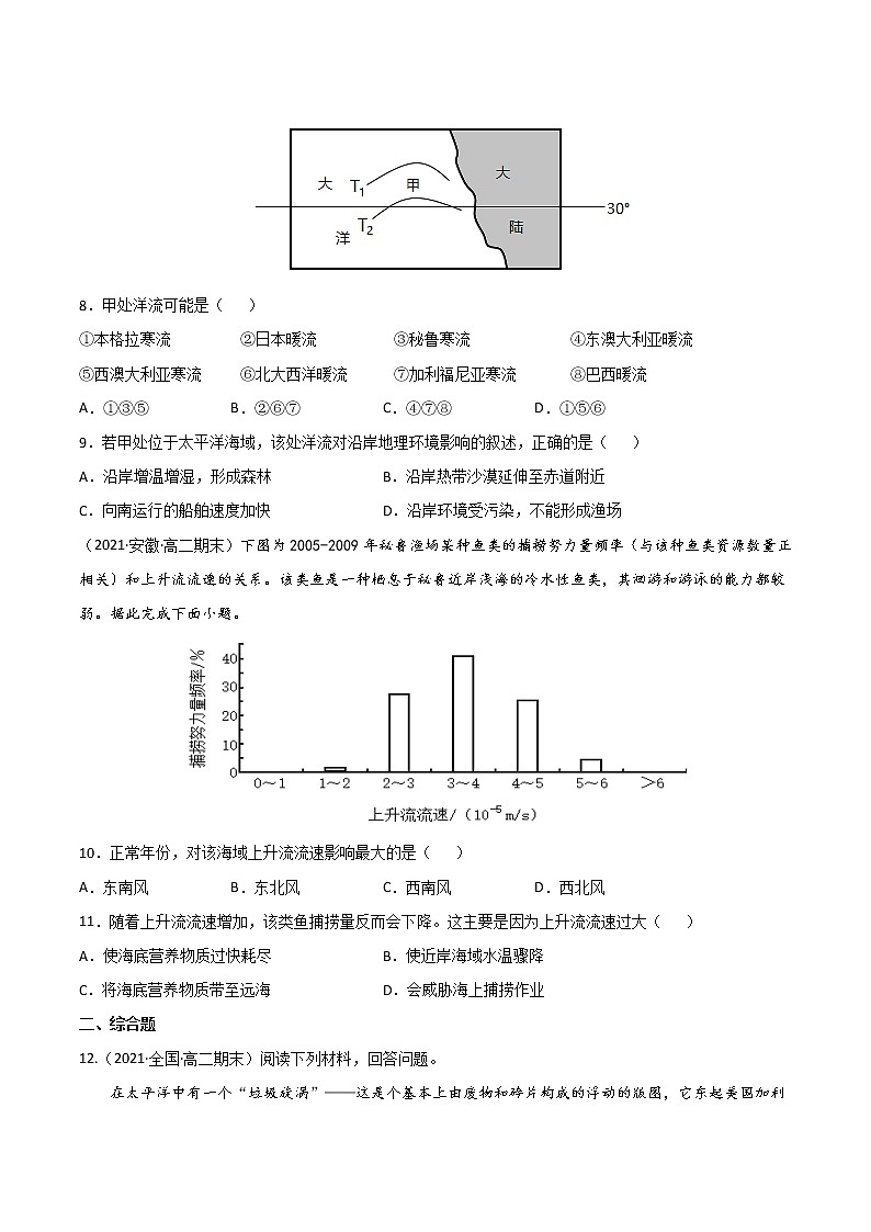 【期末专题复习】中图版(2019)地理选择性必修1-期末备考专题06 世界洋流(原卷版)第3页