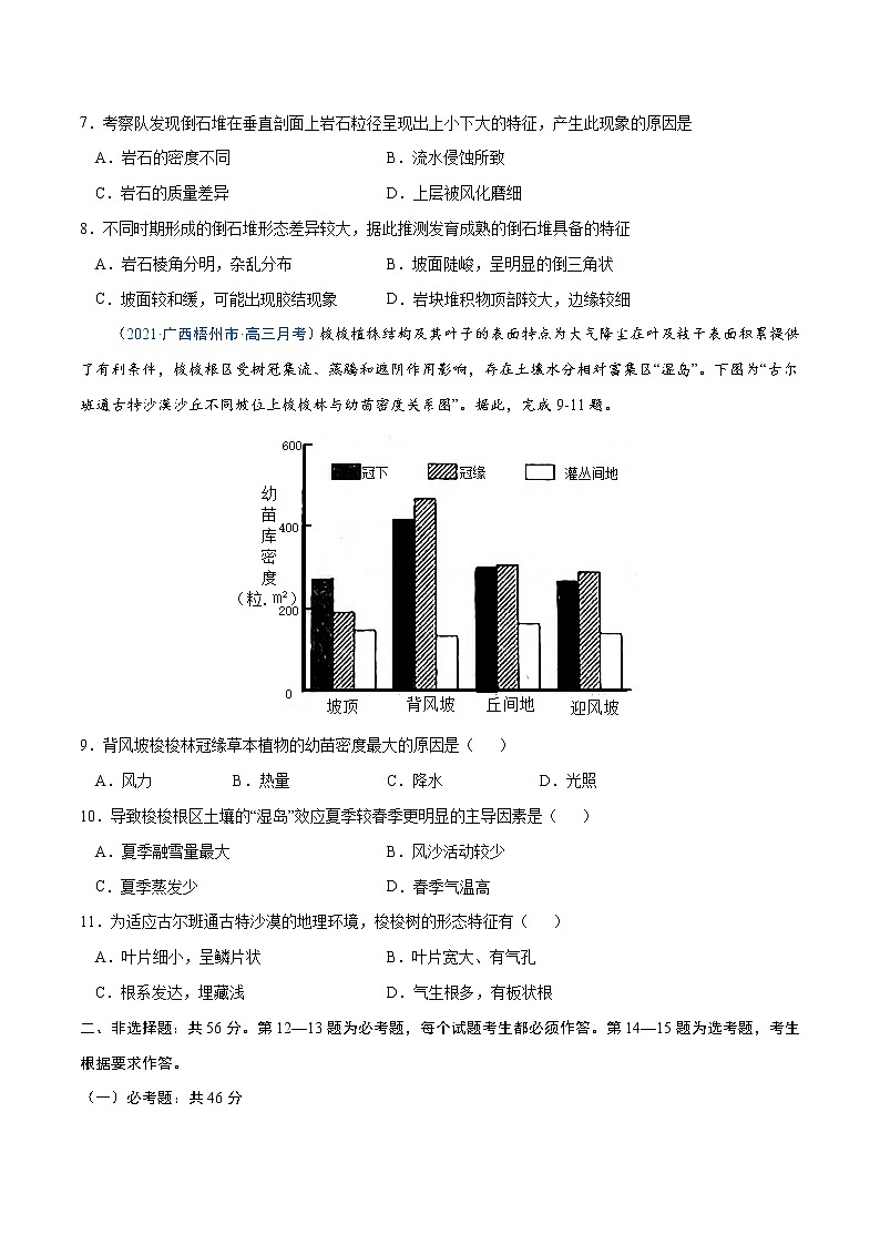 新高中地理高考卷1-备战2021年高考地理【名校地市好题必刷】全真模拟卷(新课标)·3月卷(原卷版)第3页