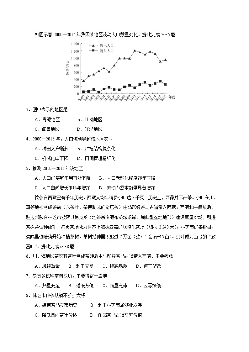 河北省衡水中学2022-2023学年高三上学期高考四调考试地理试题（含答案）02
