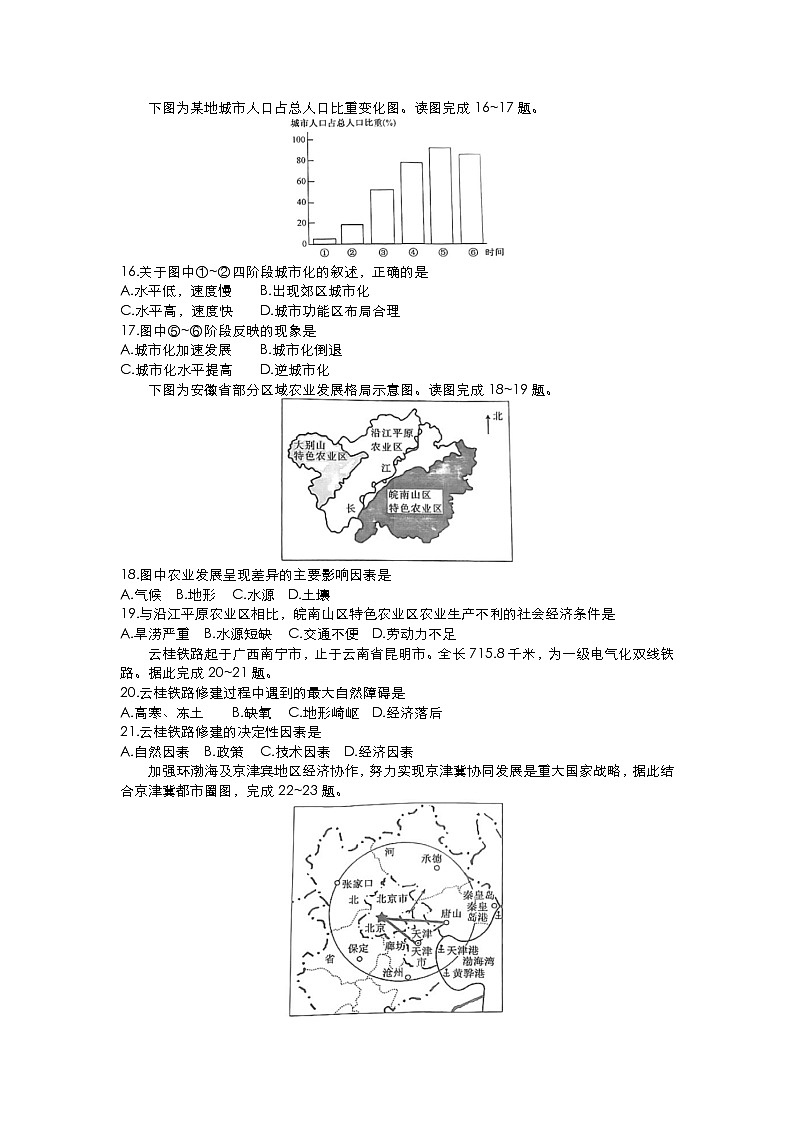 2021-2022学年湖南省普通高中高一下学期学业水平合格性考试地理模拟试题(一)解析版第3页