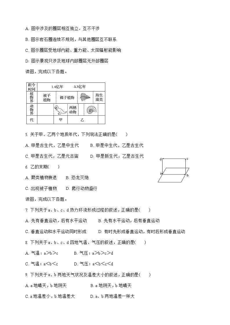 2022-2023学年云南省玉溪市一中高一上学期期中考试地理试题02